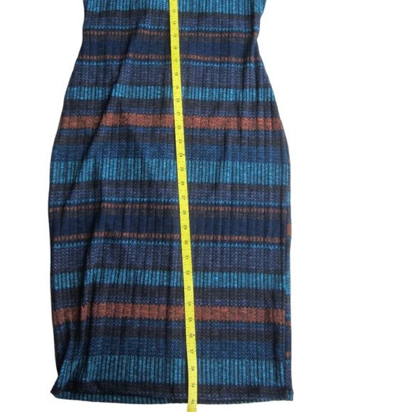 LUSH stripe ribbed knit dress L back cut out midi jersey - Picture 10 of 16